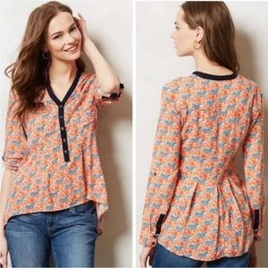 Anthropologie Vanessa Virginia Tiger Print Blouse Top